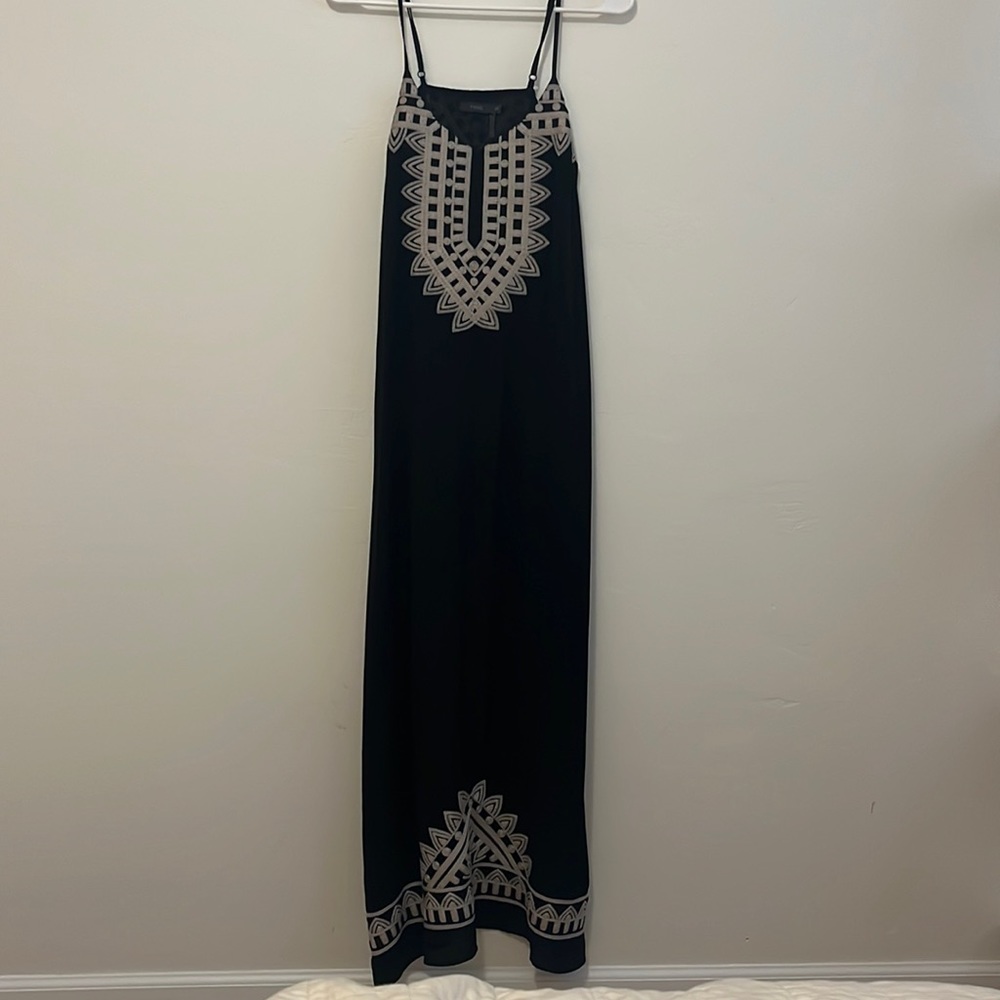 THML Chiffon V-Neck Embroidered Maxi Dress Black SP